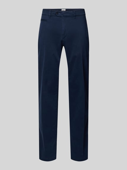 Produktfoto, dunkelblaue Straight Fit Stoffhose mit Lyocell-Anteil Modell 'Everest' von Brax, Münztasche und Gesäßtaschen sichtbar