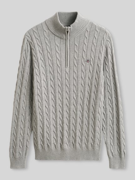 GANT Regular Fit Troyer mit Half Zip Hellgrau 2