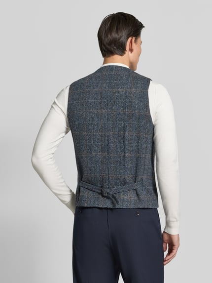Carl Gross Weste aus Schurwolle mit Brustleistentasche Modell 'Warner' Blau 5