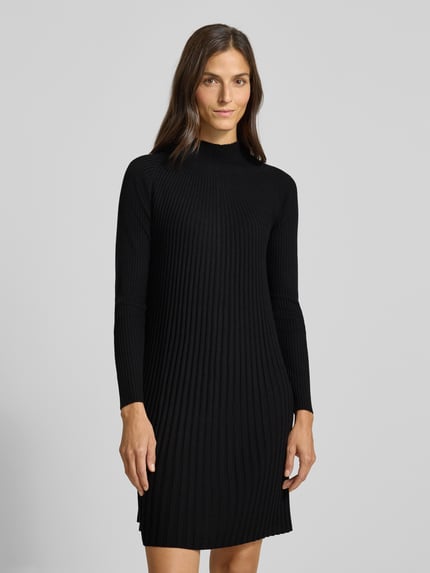 Hemisphere Knielanges Strickkleid aus Wolle mit Stehkragen Black 4