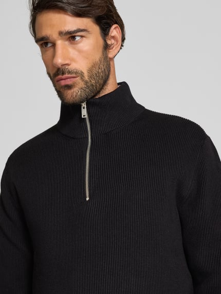 Lindbergh Strickpullover mit Troyer-Kragen Black 3