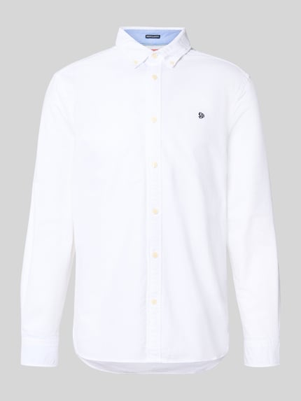 Productfoto, Regular Fit Freizeithemd mit Logo-Stitching van Superdry in wit, katoen, button-down kraag, knoopsluiting, sportmanchet, herenhemd