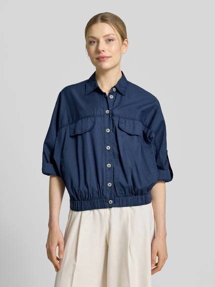 Emily Van den Bergh Blouson aus Baumwolle mit Knopfleiste Marine 4