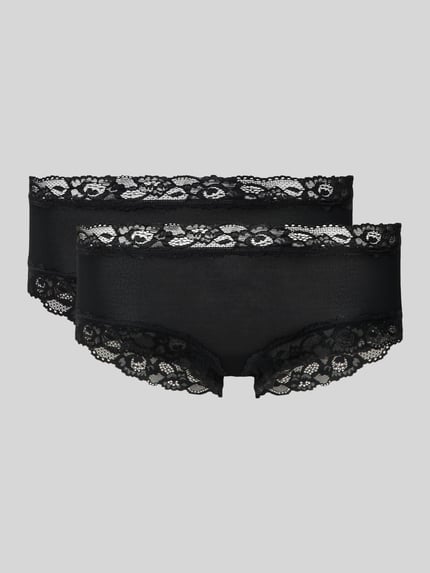 Produktfoto, Slim Fit Panties mit Spitzenbesatz von Skiny für Damen, Elastischer Micromodal-Elasthan-Mix, florale Optik, schwarzer Ton