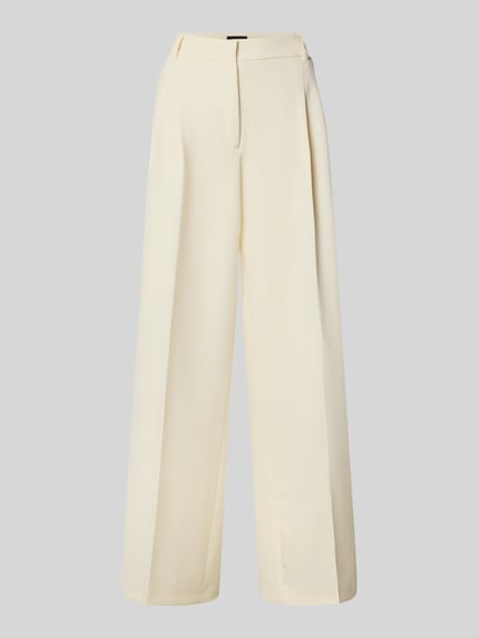 s.Oliver BLACK LABEL Regular fit bandplooibroek met wijde pijpen Offwhite - 2