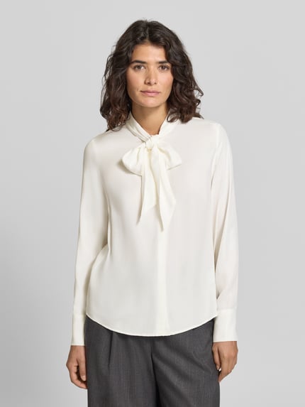 MORE & MORE Regular fit strikblouse van viscose Offwhite - 4