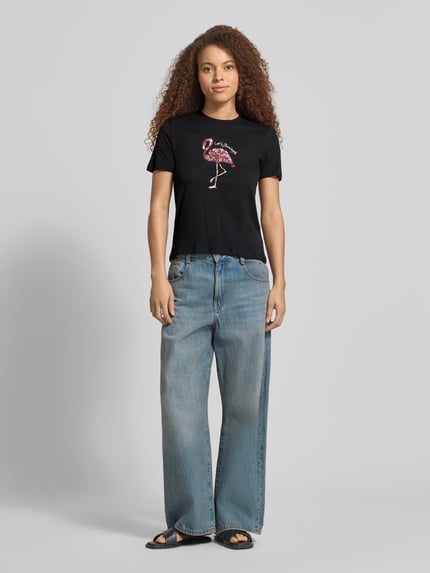 ONLY regular fit T-shirt van puur katoen model 'KITA' Metallic zwart - 1