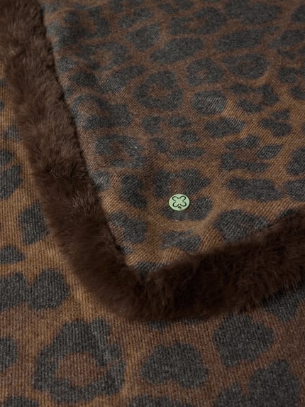 Produktfoto, Schal mit Viskose-Anteil van Codello, Materiaalmix met viscose, driehoekig, all-over dierenprint, logodetail, Breedte maat 1: 106 cm