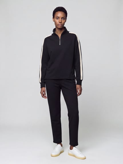 BOSS Pyjama-Oberteil mit Kontraststreifen Mirage_Sweatshirt Black 1