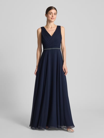 Vera Mont Avondjurk met taillepas Donkerblauw - 4