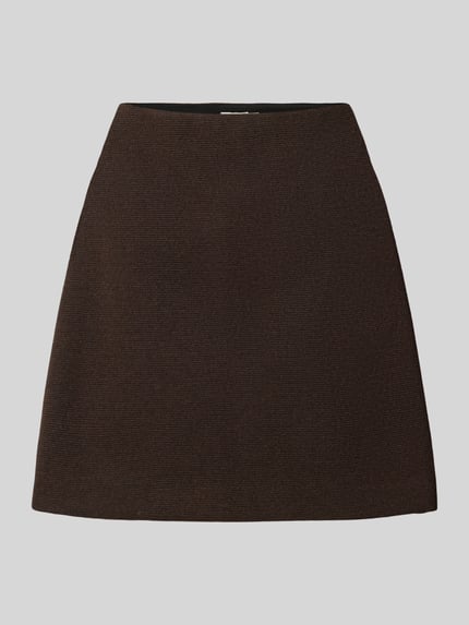 Produktfoto, Minirock mit elastischem Bund Modell 'WOLCA' von ICHI aus Webstoff in A-Linie, Struktur-Muster, dunkelbraun, Damenmode