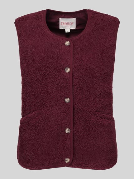 ONLY regular fit bodywarmer in teddystof model 'BABY' Bordeaux - 2
