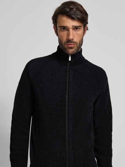 Jake*s Studio Men Strickjacke mit Stehkragen Black 3