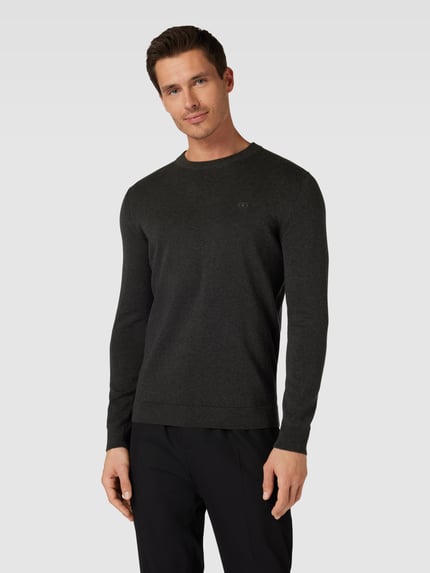 Tom Tailor Regular Fit Strickpullover aus reiner Baumwolle mit Rundhalsausschnitt Anthrazit 4