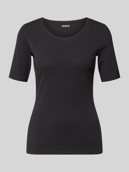 Jake*s Casual Slim Fit T-Shirt aus reiner Baumwolle Black 2