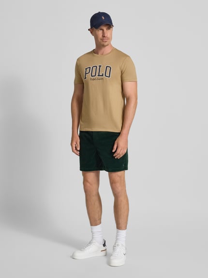 Polo Ralph Lauren T-shirt o kroju custom slim fit z okrągłym dekoltem Beżowy 1