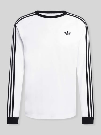 adidas Originals Bluzka z długim rękawem w kroju regular fit z czystej bawełny z wyhaftowanym logo Biały 2