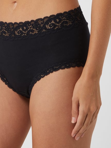 HANRO Slip met kant, model 'Moments' Zwart - 6