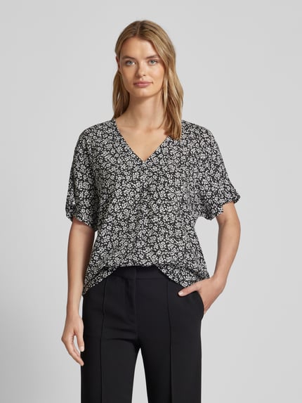 VERO MODA Loose Fit Blusenshirt aus Viskose mit V-Ausschnitt Modell 'EASY' Black 4