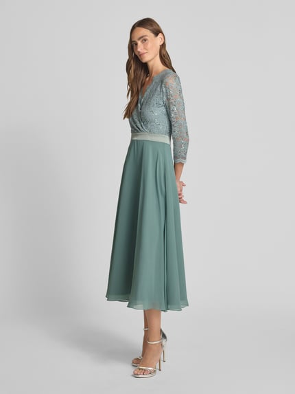 SWING Cocktailkleid mit V-Ausschnitt Lind 1