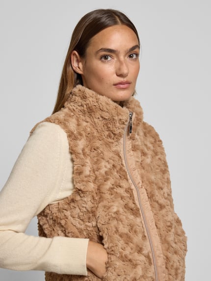 monari Gilet van imitatiebont met tweewegsritssluiting Lichtbruin - 3