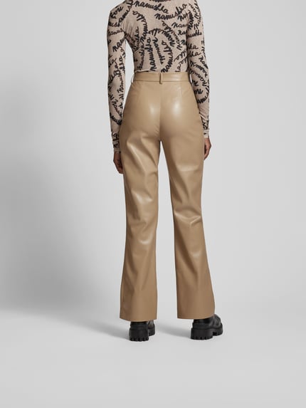 Nanushka Flared fit broek met leerlook Taupe - 5