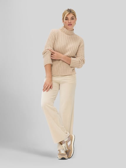 Brax Pullunder aus Wolle mit Seitenschlitzen Modell 'Lea' Beige 1