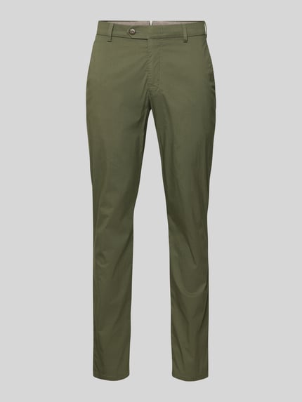 Produktfoto, Hose mit Gesäßtaschen Modell 'Lupus' von Mmx aus grünem Baumwoll-Mix mit Stretch-Anteil, Regular Fit, Eingrifftaschen, Bundweite 47 cm, Innenbeinlänge 81 cm, Herren.