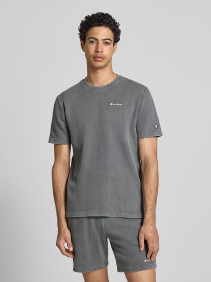 Champion T-Shirt mit Strukturmuster und Label-Stitchings Anthrazit 4
