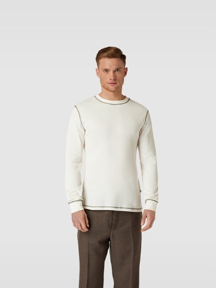 WOOD WOOD Sweter w prążkowanym stylu Złamany biały 4