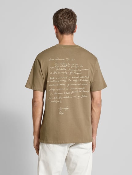 POMPEII BRAND T-shirt z nadrukiem z logo Khaki 5