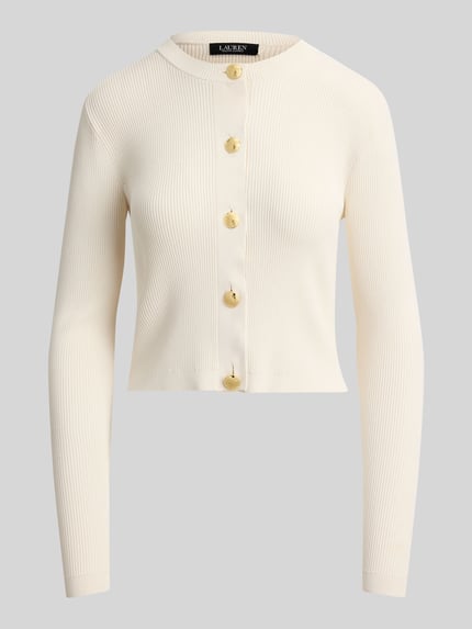 Lauren Ralph Lauren Slim Fit Strickjacke mit Knopf Details Sand 2