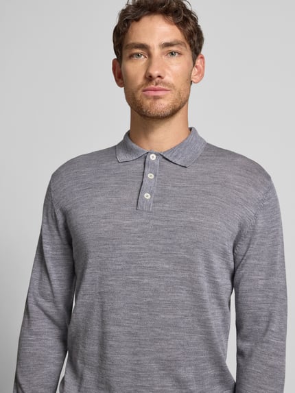 Manuel Ritz Regular Fit Poloshirt aus Schurwolle Hellgrau 3