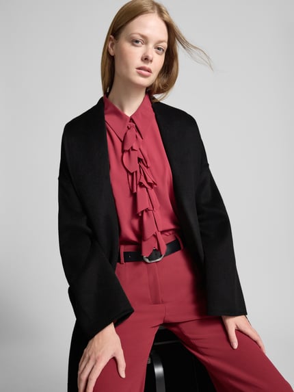 Liu Jo White Wollmantel mit Bindegürtel Black 3