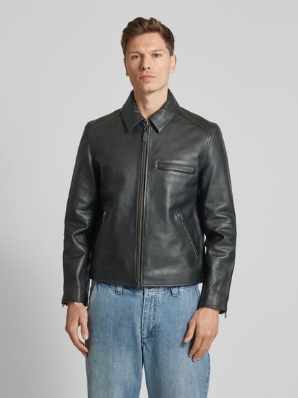 Samsøe Samsøe Lederjacke mit Reißverschlusstaschen Modell 'CLIFF' Black 4