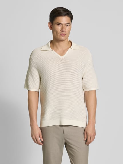 CK Calvin Klein Regular Fit Poloshirt mit V-Ausschnitt Offwhite 4