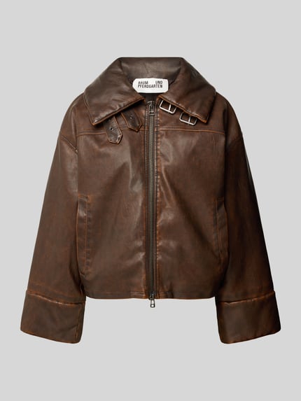 BAUM & PFERDGARTEN Lederjacke mit Schnallen-Detail Modell 'BAANI' Dunkelbraun 1