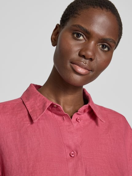 Samsøe Samsøe Regular fit overhemdblouse van linnen met doorknoopsluiting Rosé - 3