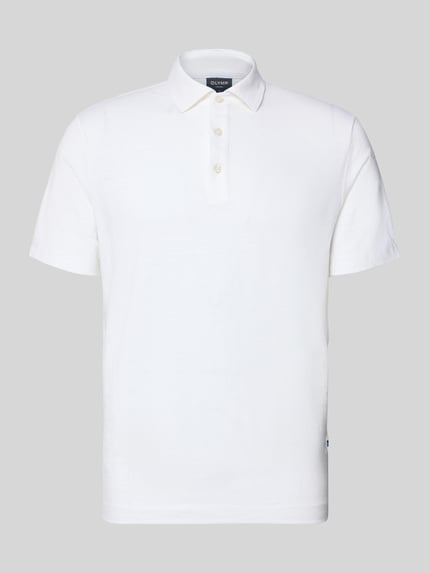Produktfoto, Regular Fit Poloshirt aus Leinen-Elasthan-Mix von OLYMP Level Five, heren poloshirt, mix van linnen en elastaan, regular fit, knoopsluiting, 1/2-mouwen, ruglengte bij maat M 70 cm, effen wit, klassieke kraag, zachte textuur