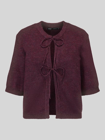 ONLY Regular Fit Strickjacke mit Schnürung Modell 'SIMONI' Bordeaux Melange 2