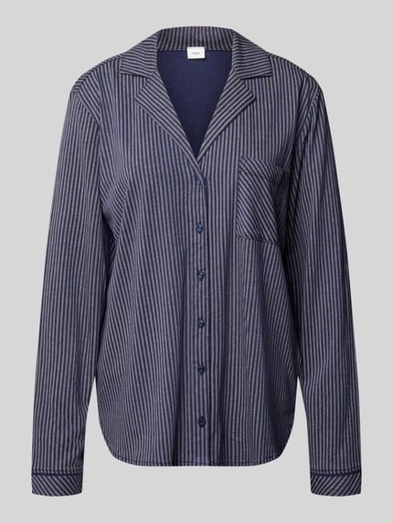 s.Oliver RED LABEL Loose Fit Pyjama-Oberteil aus Baumwoll-Viskose-Mix Dunkelblau 1