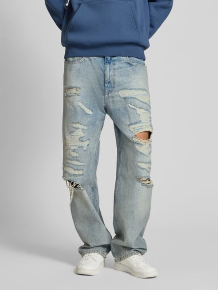 REVIEW Baggy Fit Jeans im Destroyed-Look Hellblau 4