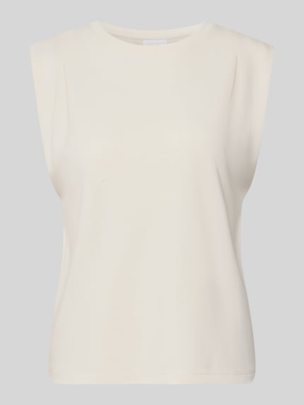 Produktfoto, Top mit Rundhalsausschnitt und Kappärmeln von Jake*s Collection aus Modal-Mix in Creme mit geradem Schnitt, glatte Textur.
