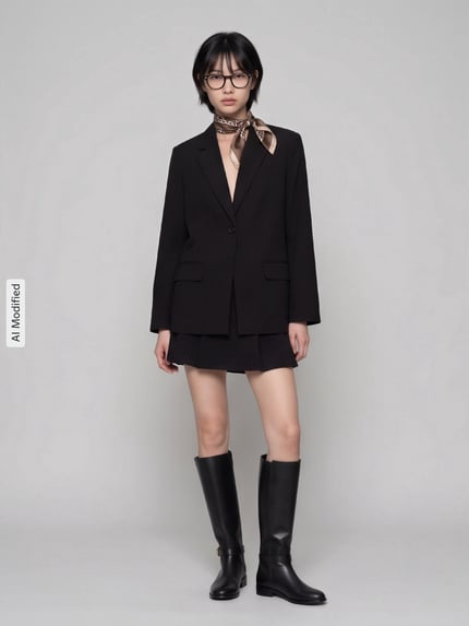 ONLY Długi żakiet o luźnym kroju z kołnierzem z połami model 'NOELIA-YASMINE' Czarny 1