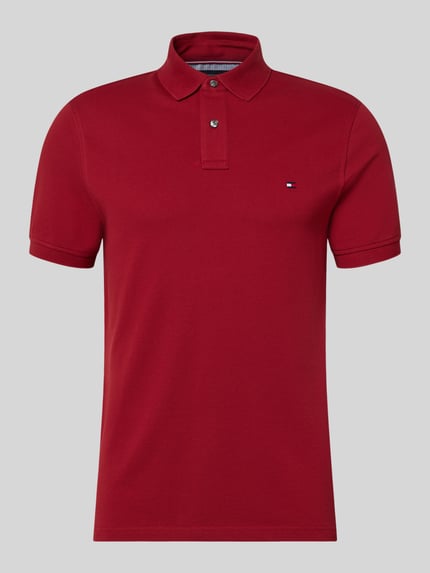 Produktfoto, Regular Fit Poloshirt aus Baumwoll-Mix von Tommy Hilfiger, efekt: jednolity kolor, krój regular fit, wyhaftowane logo, kołnierzyk polo, zapięcie na 2 guziki, krótki rękaw, wykończenie: z rozcięciem, wykończenie materiału: pika, mieszanka bawełny