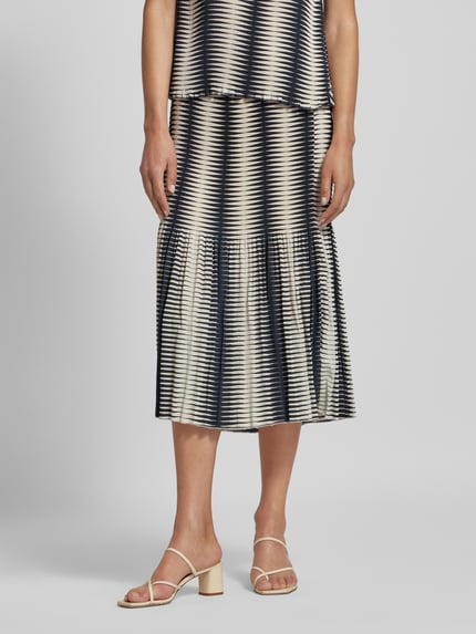 someday. Midirok met plissévouwen, model 'Onora' Marineblauw - 4