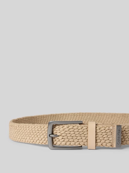 Produktfoto, Gürtel in Flecht-Optik mit Dornschließe von CK Calvin Klein, Material-Mix mit Stretch-Anteil, beige, klassische Form, 3 cm breit