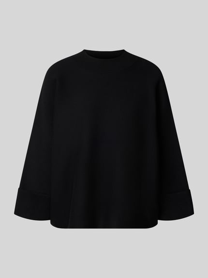 Produktfoto, Relaxed Fit Strickpullover aus Viskose-Mix Modell 'OKTOBER' von COMMA, schwarz, gerippte Abschlüsse, weiche Textur
