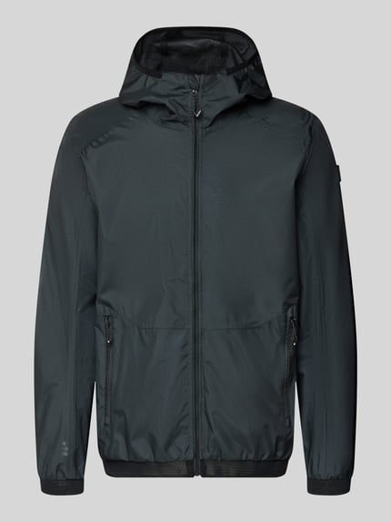 Produktfoto, Jacke mit Kapuze Modell 'KOS' von Killtec in Schwarz, Reißverschluss, gerader Schnitt, seitliche Reißverschlusstaschen, elastische Ärmel