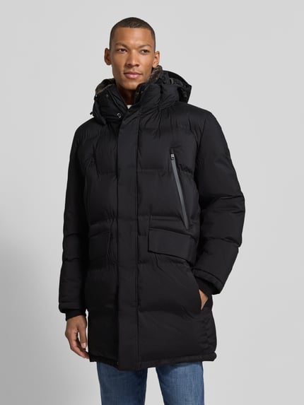 Strellson płaszcz pikowany o kroju regular fit z odpinanym kaptur model 'Ambience' Czarny 4